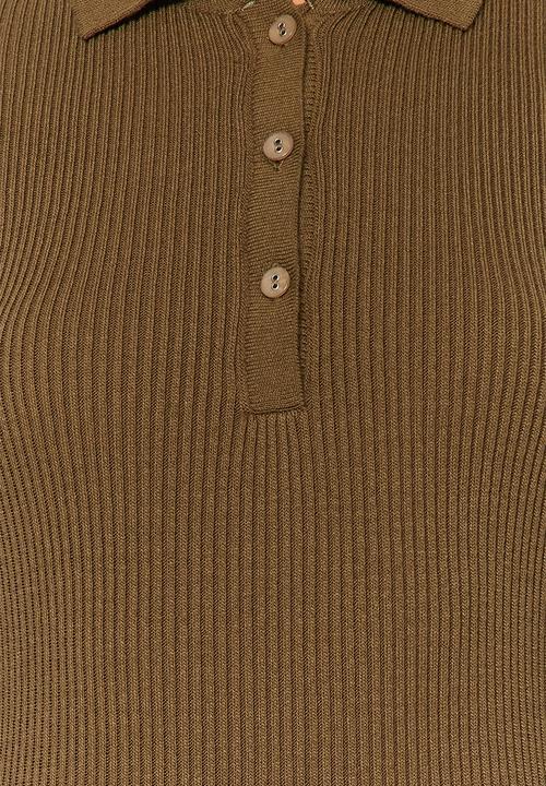 Trendyol - Midi knitwear polo neck dress - khaki
