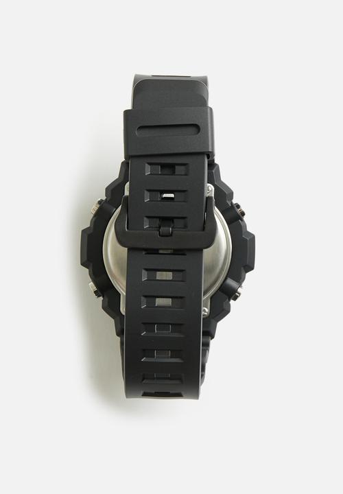 Casio - Anadigi silver case black resin band