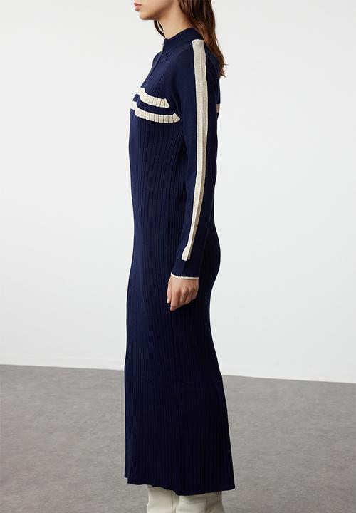 Trendyol - Colour block corded knitwear - navy blue
