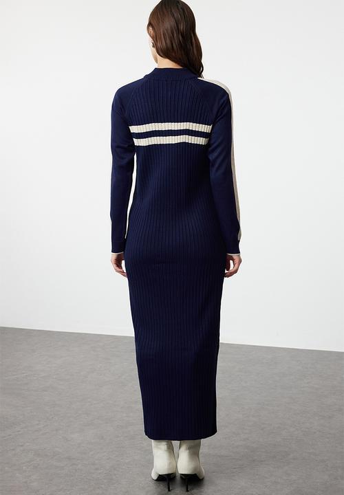Trendyol - Colour block corded knitwear - navy blue