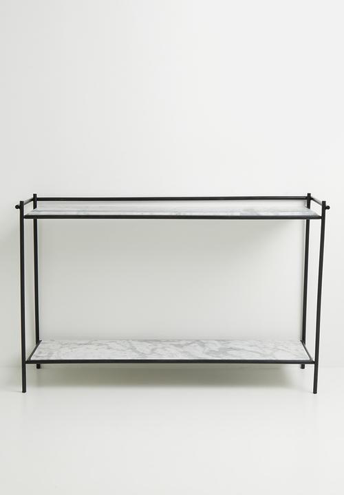 Sixth Floor - Drostol metal & marble console - black
