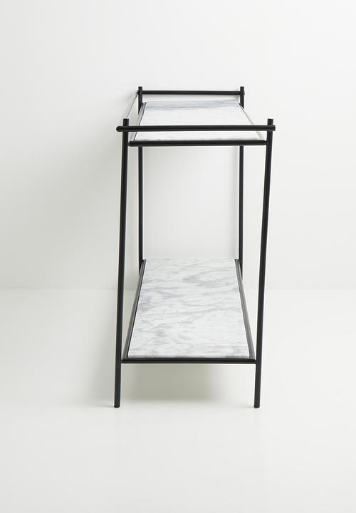 Sixth Floor - Drostol metal & marble console - black