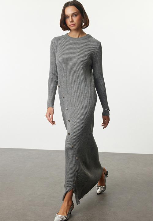 Trendyol - Button Detailed Knitwear - Gray 