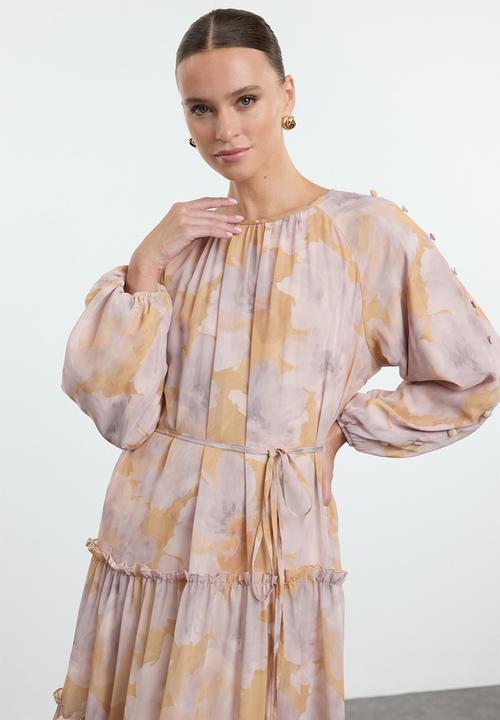Trendyol - Chiffon Woven Floral Pattern - Mustard 