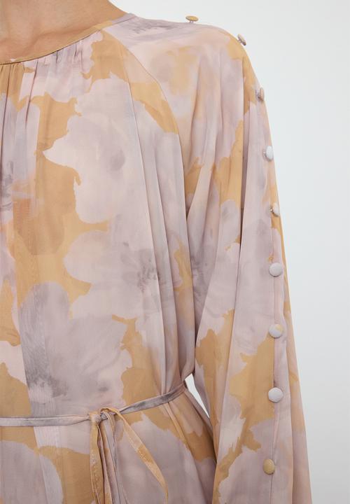 Trendyol - Chiffon Woven Floral Pattern - Mustard 