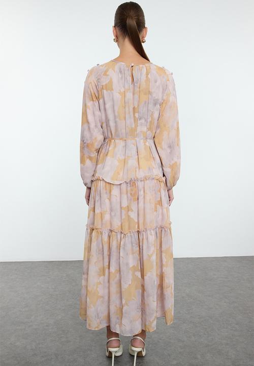 Trendyol - Chiffon Woven Floral Pattern - Mustard 