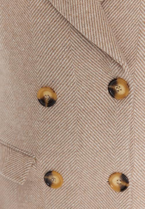 Trendyol - Herringbone patterned long cachet coat - brown 