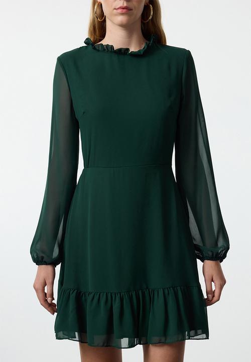 Trendyol - Plain woven winter dress - emerald green 