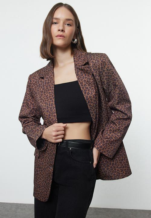 Trendyol - Leopard woven blazer jacket - multicolor 