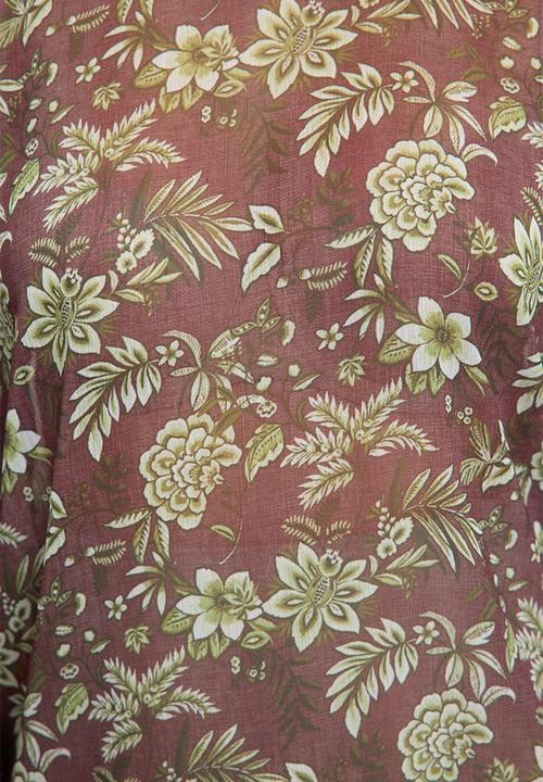 Trendyol - Floral patterned oversize woven blouse - brown 