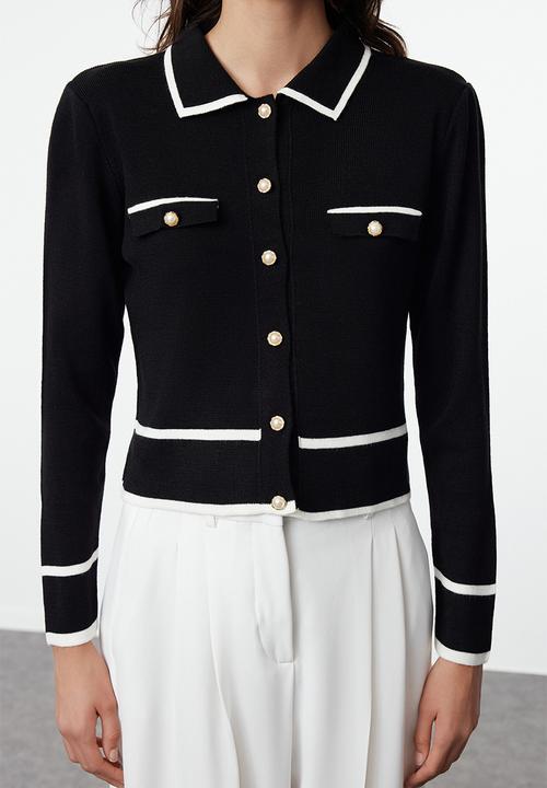 Trendyol - Colour blocked polo neck knitwear - black 