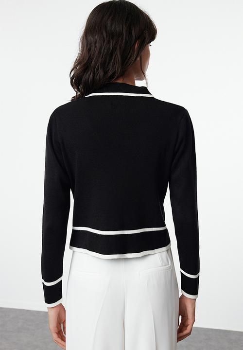 Trendyol - Colour blocked polo neck knitwear - black 