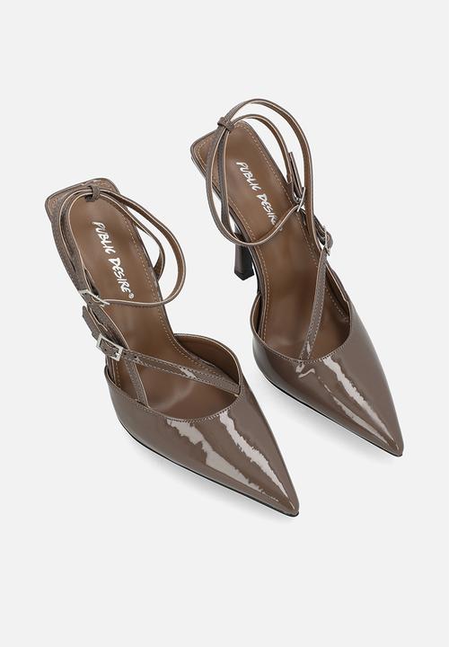Public Desire - Idol Ankle Strap - Taupe Patent