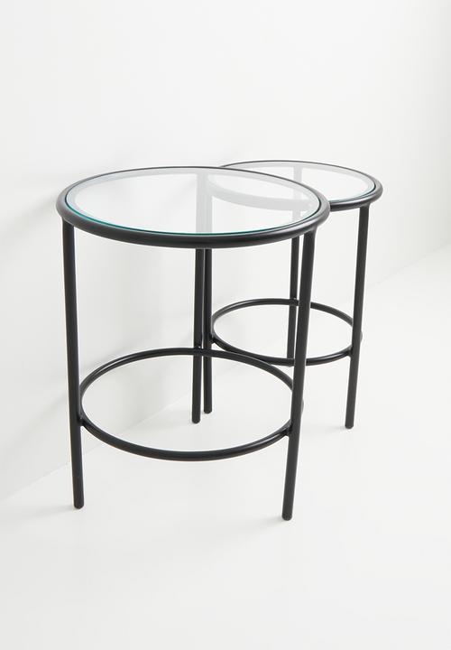 Sixth Floor - Emily glass nested side tables-black