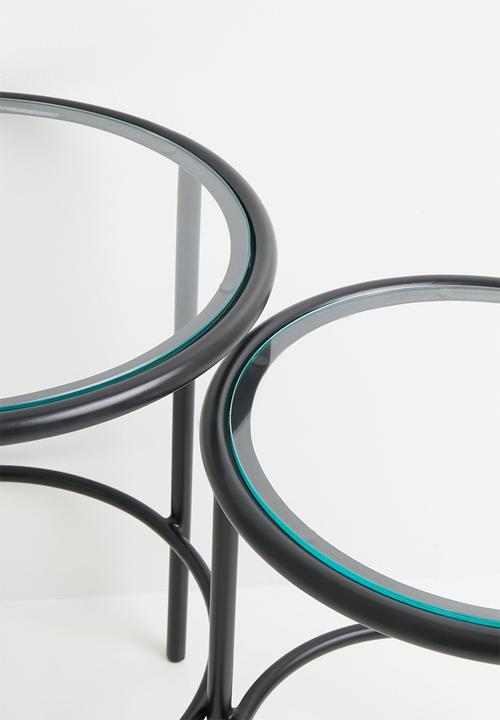 Sixth Floor - Emily glass nested side tables-black
