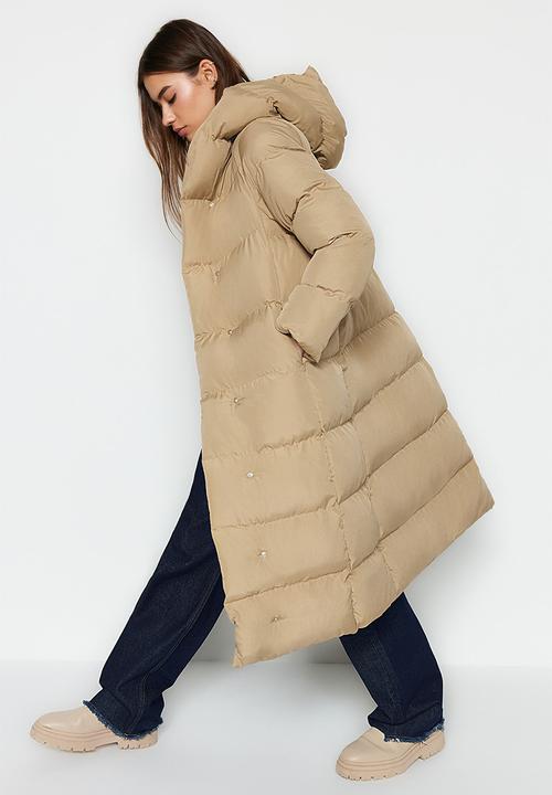 Trendyol - Regular snap closure water repellent quilted puffer coat - mink