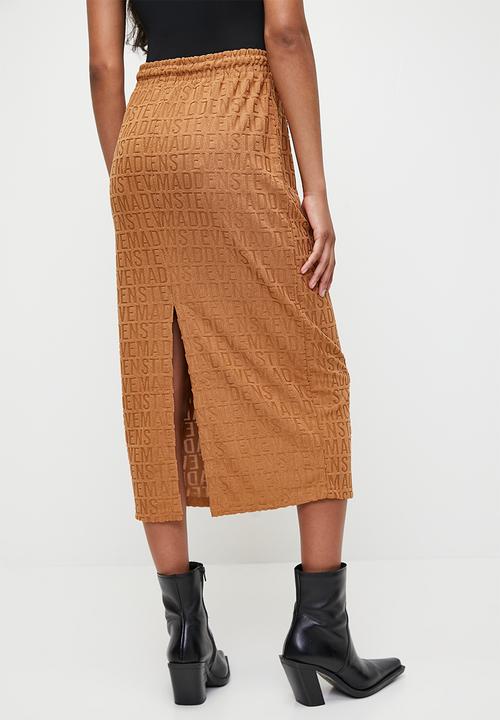Steve Madden - Bonnie embossed logo skirt - dark caramel