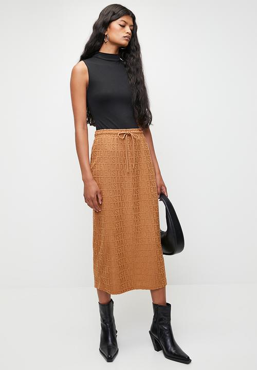 Steve Madden - Bonnie embossed logo skirt - dark caramel
