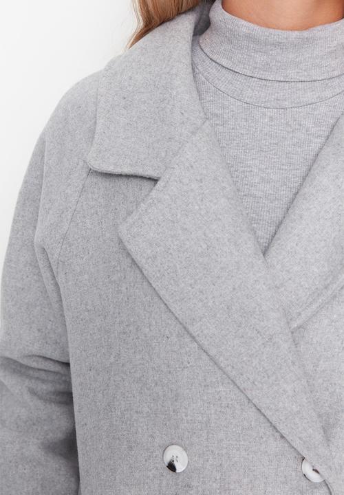 Trendyol - Grey wool cashmere coat