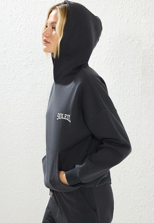Trendyol - Anthracite thick polar fleece hooded oversize knitted tracksuit
