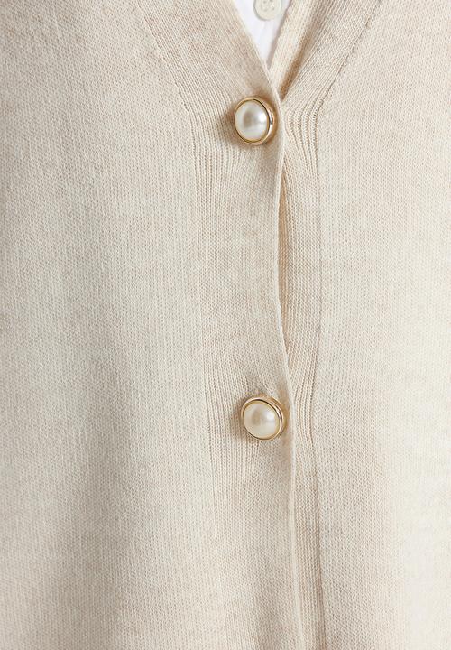 Trendyol - Stone Pearl Buttoned Cardigan-Pants Bottom-Top