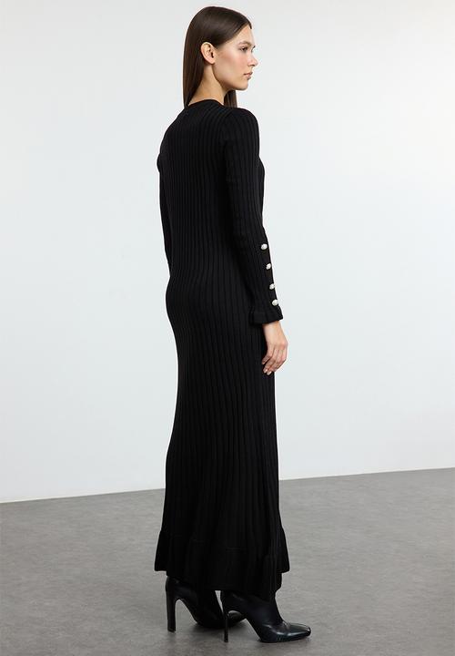 Trendyol - Black frilled rib knit