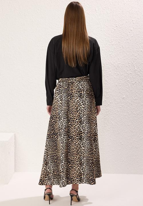 Trendyol - Leopard Print Woven Skirt - Brown