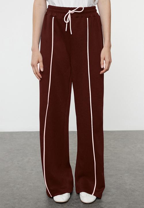 Trendyol - Brown Piping Detailed Knitted Top-Bottom