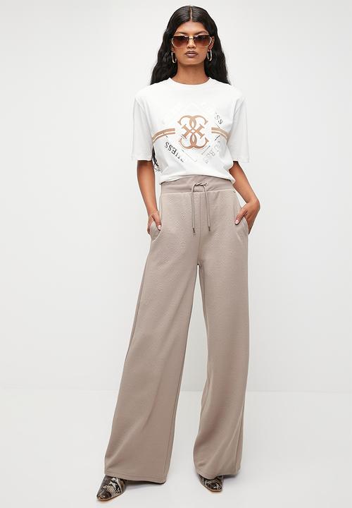 GUESS - Peony Logo Straight Long Pant - Peony Weathered Grey Aop