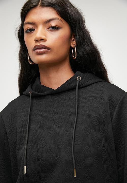 GUESS - Peony logo hoodie sweatshirt - peony black aop