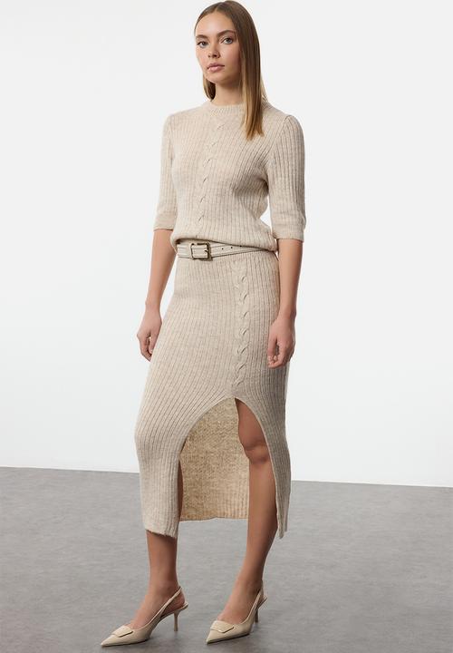 Trendyol - Ecru soft texture knitwear bottom-top set