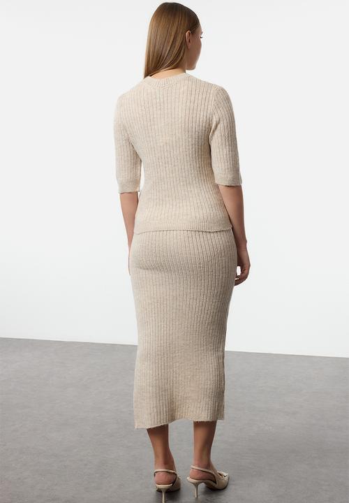 Trendyol - Ecru soft texture knitwear bottom-top set