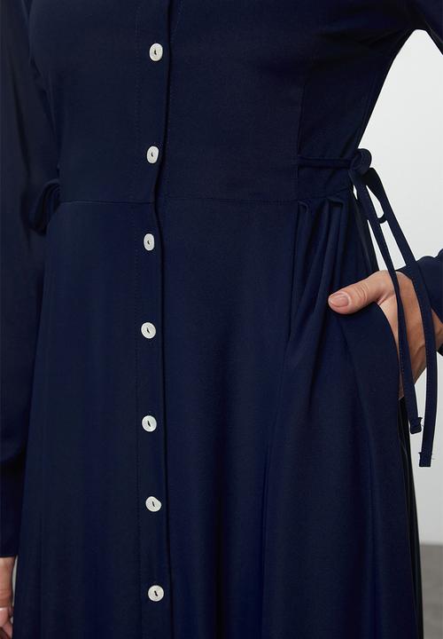 Trendyol - Lacing Button Detailed Woven Shirt - Navy Blue