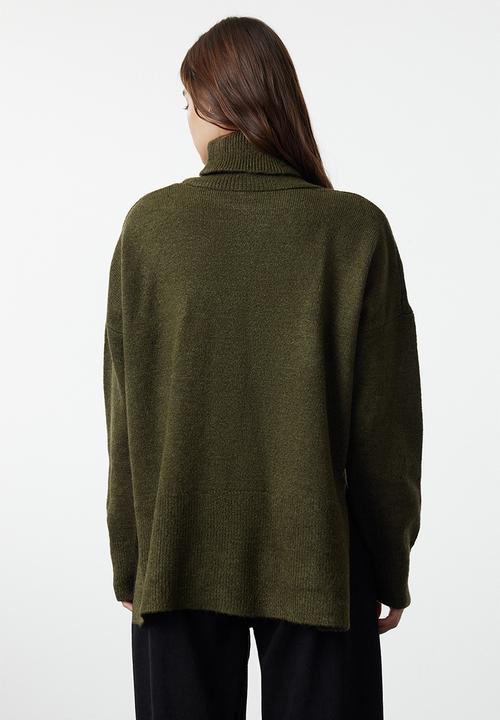Trendyol - Soft texture wide pattern knitwear - khaki 