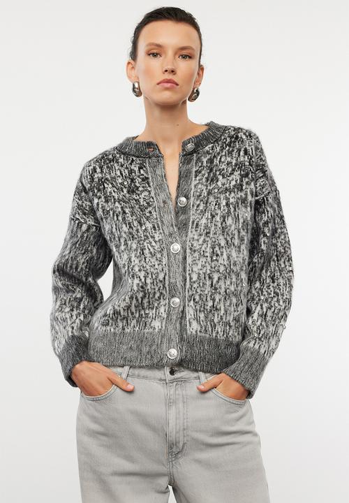 Trendyol - Soft textured patterned jacket look knitted - anthracite 