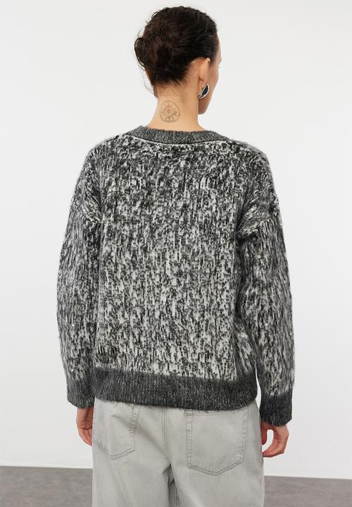 Trendyol - Soft textured patterned jacket look knitted - anthracite 