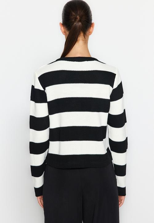 Trendyol - Striped basic jacket look knitwear cardigan - ecru 
