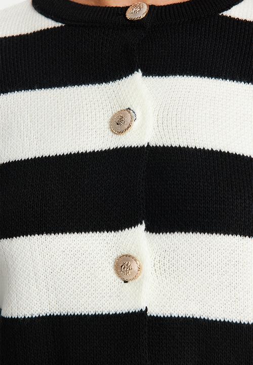 Trendyol - Striped basic jacket look knitwear cardigan - ecru 