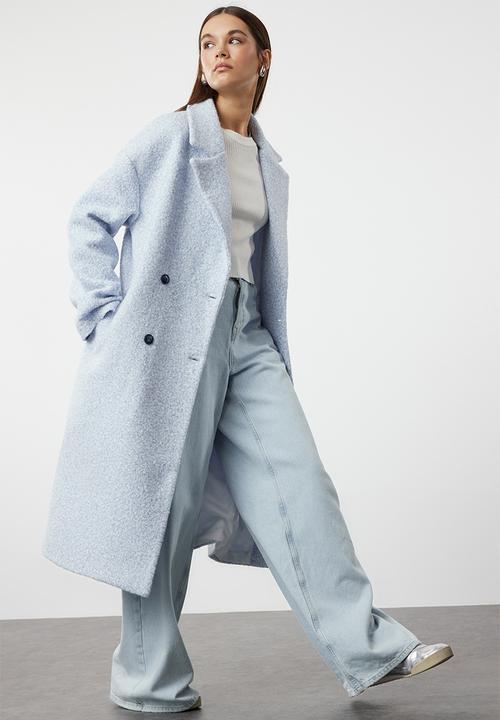 Trendyol - Oversize wide cut plush coat - baby blue 