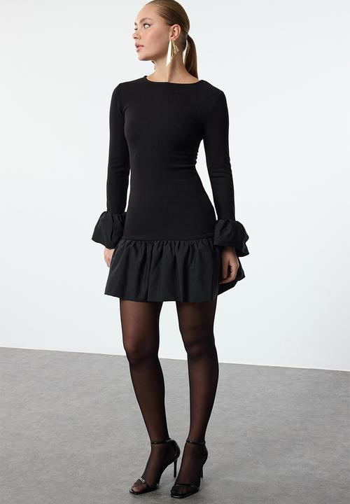 Trendyol - Balloon skirt detailed knitted short - black