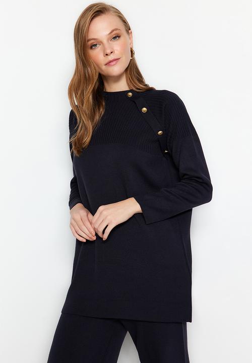 Trendyol - Button Detailed Two-Piece - Dark Navy Blue