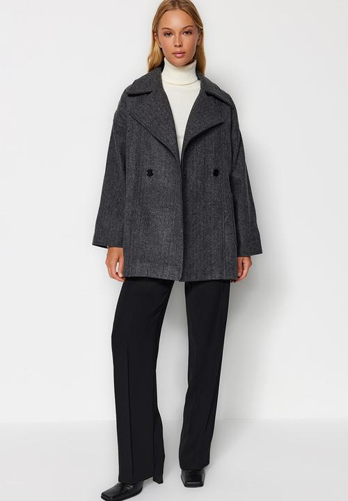 Trendyol - Oversize wide cut stamped coat - anthracite 
