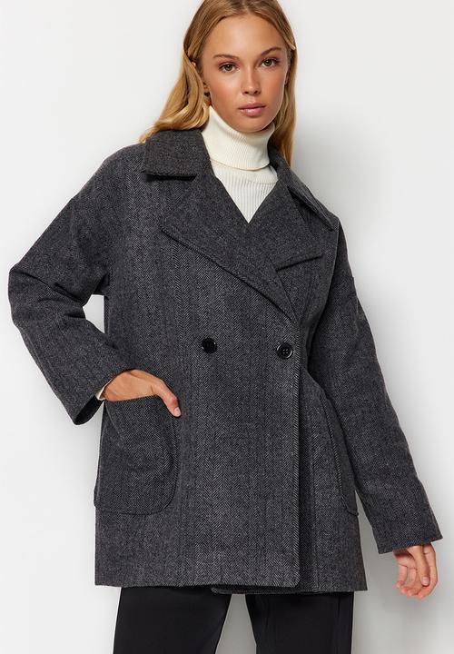 Trendyol - Oversize wide cut stamped coat - anthracite 