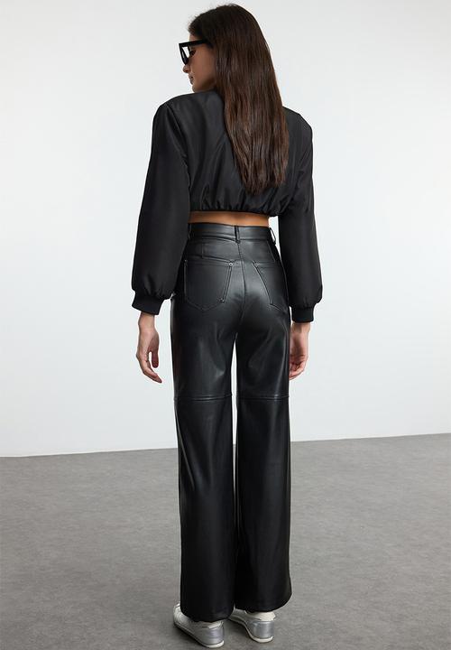 Trendyol - Black relaxed/comfortable straight/piece leg stitch detailed trousers 