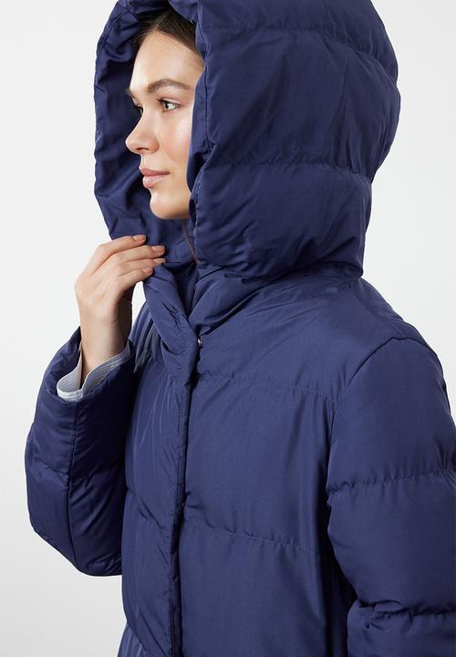 Trendyol - Blue snap closure water repellent long quilted puffer jacket
