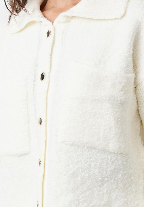 Trendyol - Boucle polo neck coat look knitwear - bone