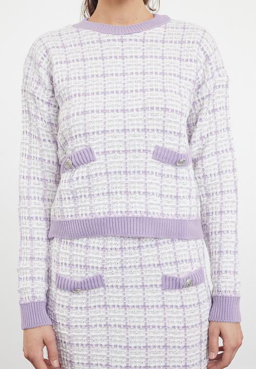 Trendyol - Tweed look glittery knitwear bottom-top set - lilac