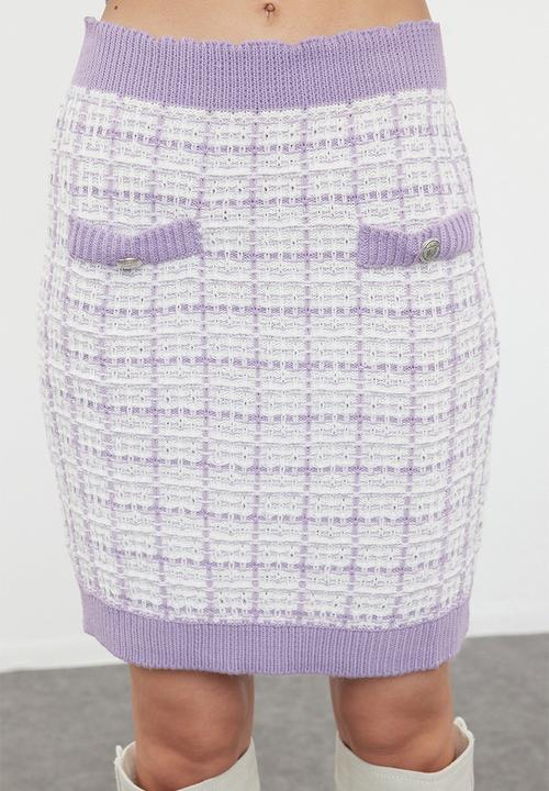 Trendyol - Tweed look glittery knitwear bottom-top set - lilac