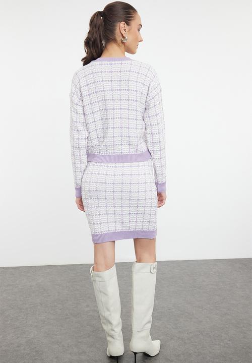 Trendyol - Tweed look glittery knitwear bottom-top set - lilac