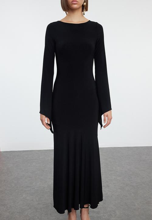 Trendyol - Black straight boat neck knitted dress